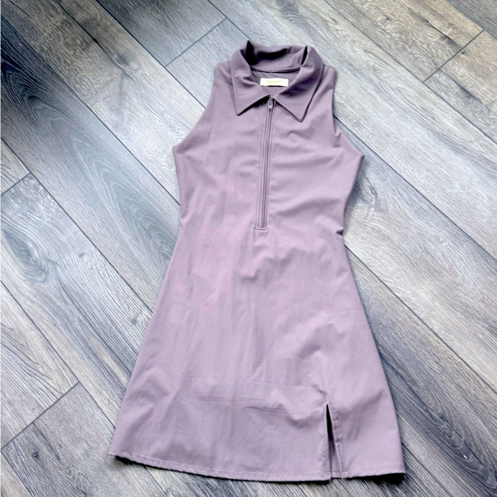 Sleeveless Polo Mini Dress in Dusty Mauve